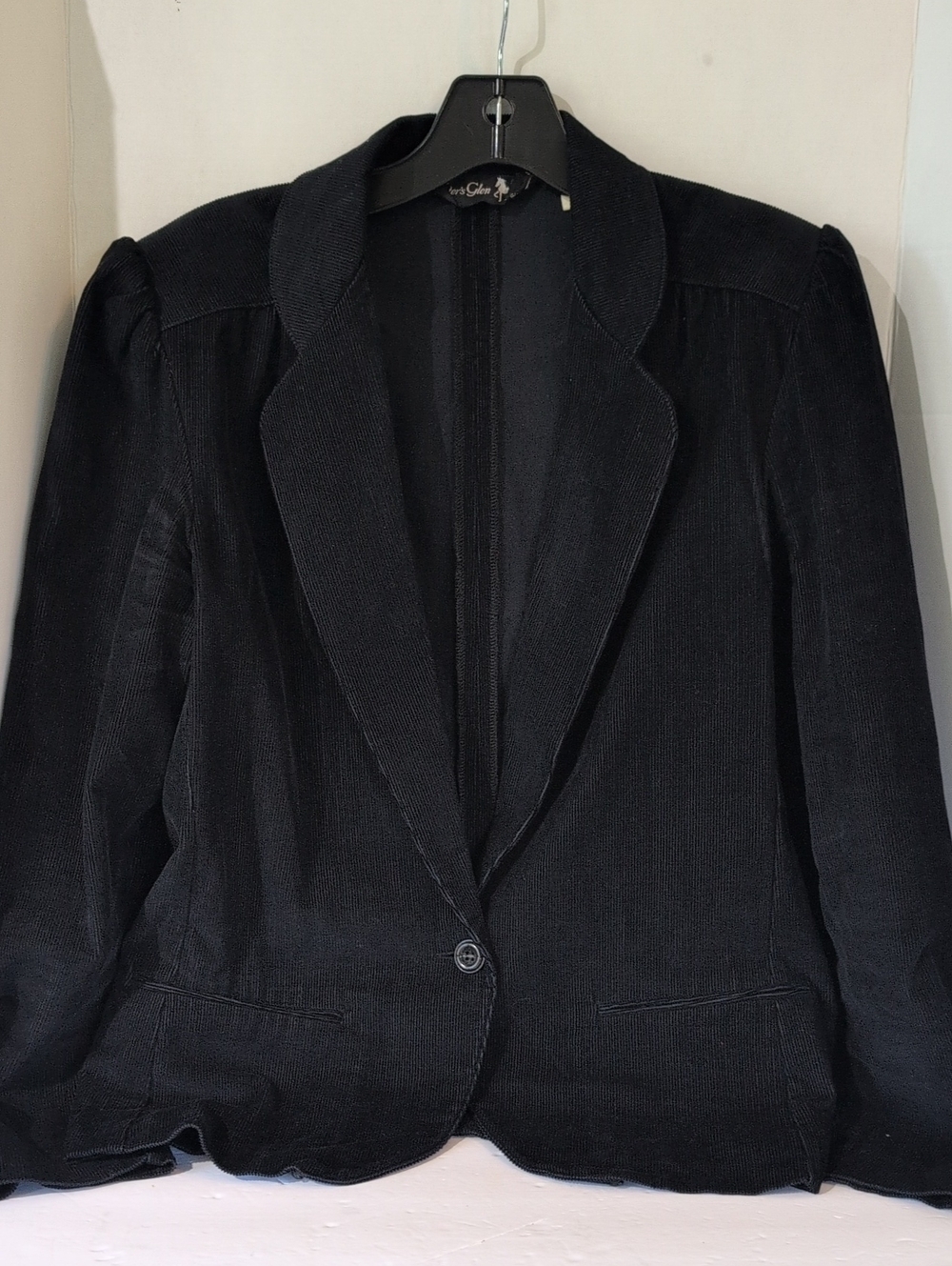Vintage Hunter's Glen Black Corduroy Short Blazer Size 11/12, Jrs80s/90s Preppy